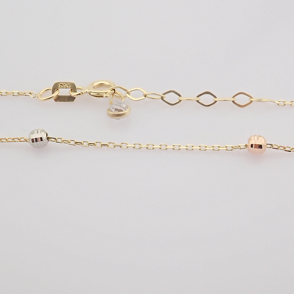 42 cm (16.5 in) Necklace. In 14K Tri Colour White Yellow and Rosegold - Image 6 of 7