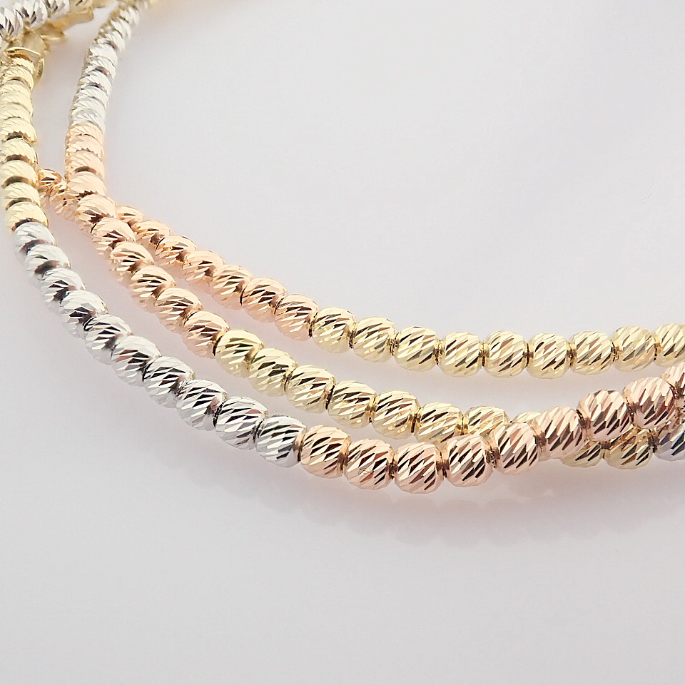 48 cm (18.9 in) Italian Beat Dorica Necklace. In 14K Tri Colour White Yellow and Rosegold - Image 5 of 8