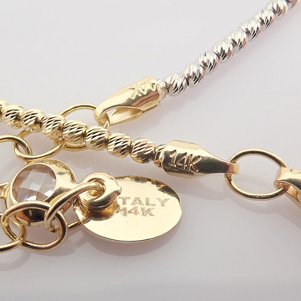 48 cm (18.9 in) Italian Beat Dorica Necklace. In 14K Tri Colour White Yellow and Rosegold - Image 3 of 8