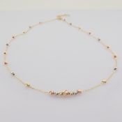 44 cm (17.3 in) Italian Beat Dorica Necklace. In 14K Tri Colour White Yellow and Rosegold