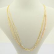 44 cm (17.3 in) Italian Beat Dorica Necklace. In 14K Tri Colour White Yellow and Rosegold