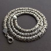 60 Cm / 24 In Mens Bali King Byzantine Chain Necklace 925 Sterling Silver