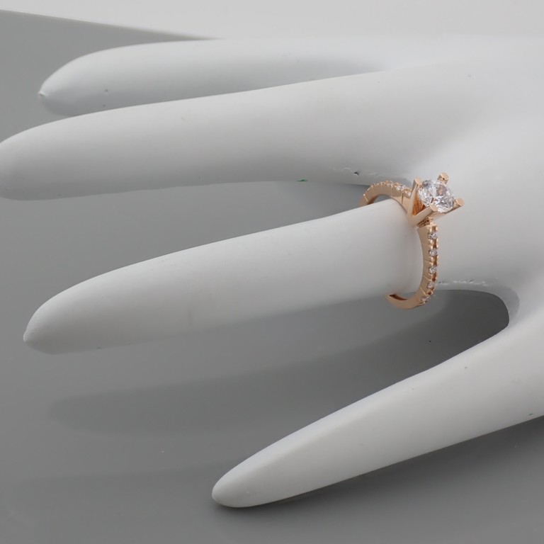 14K Rose/Pink Gold Ring - Swarovski Zirconia Solitaire. - Image 4 of 5