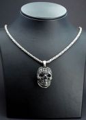 60Cm / 24in 925 Italian Sterling Silver Chain with Skull Pendant.