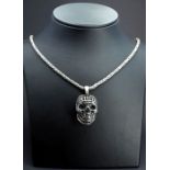 60Cm / 24in 925 Italian Sterling Silver Chain with Skull Pendant.