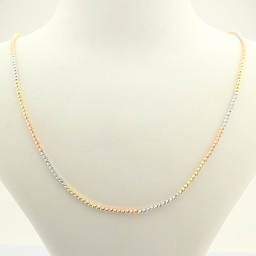 48 cm (18.9 in) Italian Beat Dorica Necklace. In 14K Tri Colour White Yellow and Rosegold - Image 6 of 8