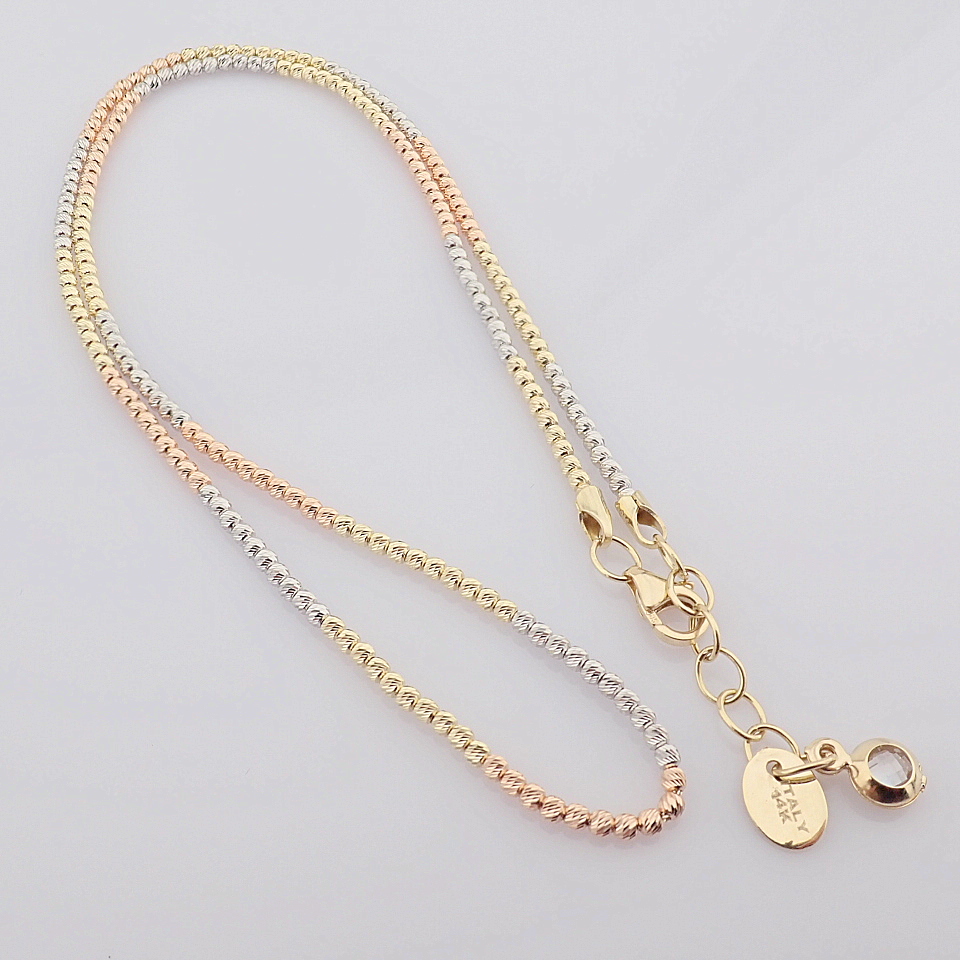 48 cm (18.9 in) Italian Beat Dorica Necklace. In 14K Tri Colour White Yellow and Rosegold - Image 2 of 8