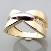 14K Yellow and White Gold Ring - Italian Design.