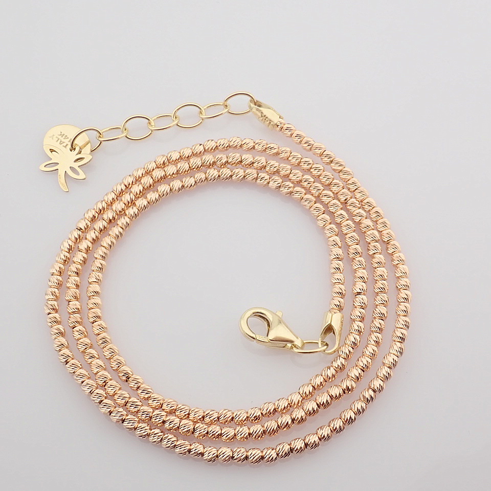 46 cm (18.1 in) Italian Beat Dorica Necklace. In 14K Rose/Pink Gold