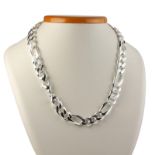 Mens Figaro Hip Hop Chain Necklace Solid 925 Sterling Silver 8mm 65.5 GR 24 inch - 60cm