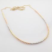 44 cm (17.3 in) Italian Beat Dorica Necklace. In 14K Tri Colour White Yellow and Rosegold