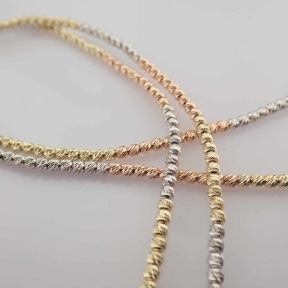 48 cm (18.9 in) Italian Beat Dorica Necklace. In 14K Tri Colour White Yellow and Rosegold - Image 7 of 8
