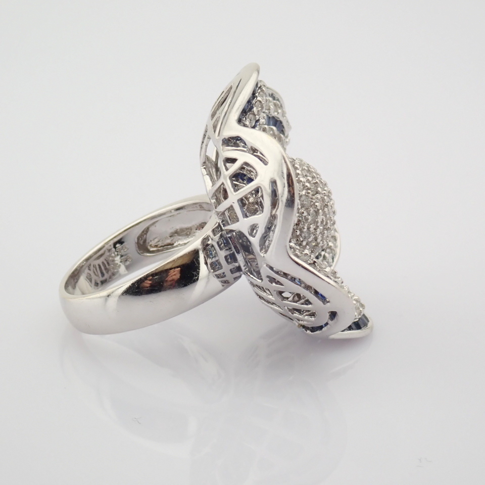 18K White Gold Ring- 4,75 ct Natural Sapphire, 2,70 ct Diamond - Image 5 of 8