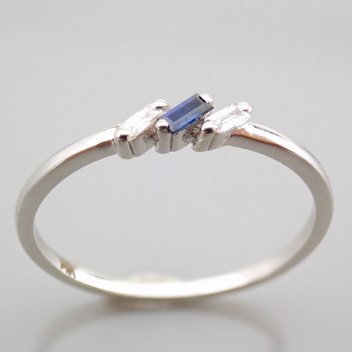 14 kt. White gold - Ring - 0.10 ct Diamond - SAPPHIRE - Image 2 of 6