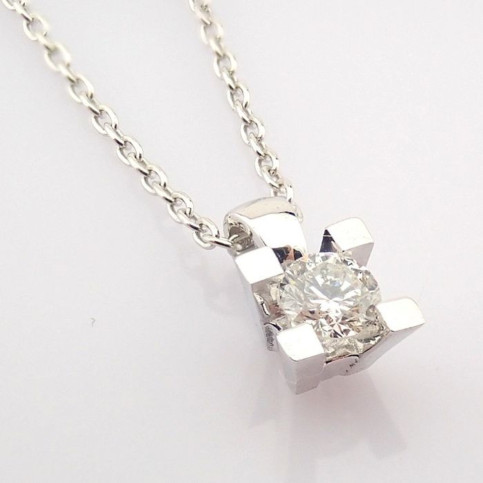 14 kt. White gold - Necklace with pendant - 0.11 ct Diamond