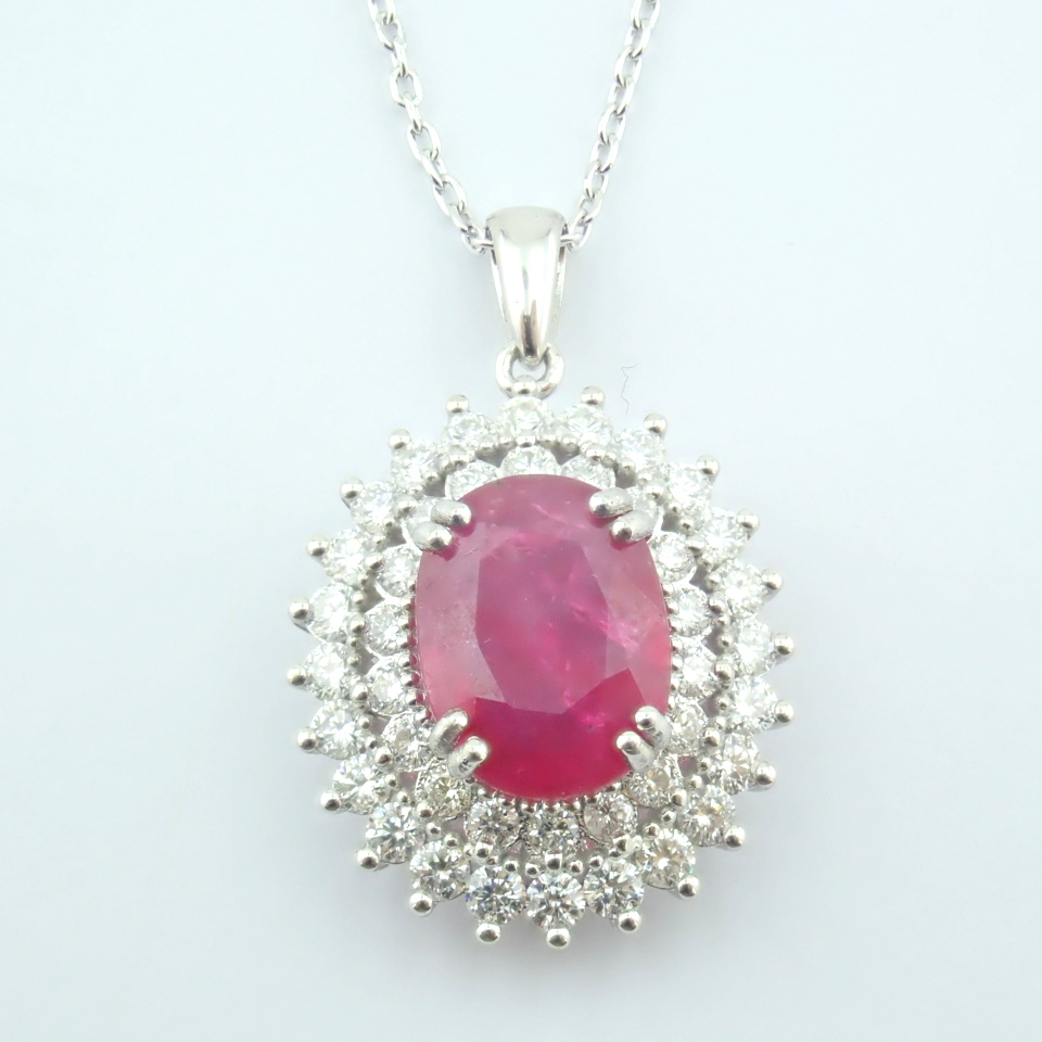 14K White Gold Diamond & Ruby Necklace - Image 8 of 11