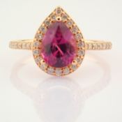 14K Yellow and Rose Gold Diamond & Rhodolite Ring