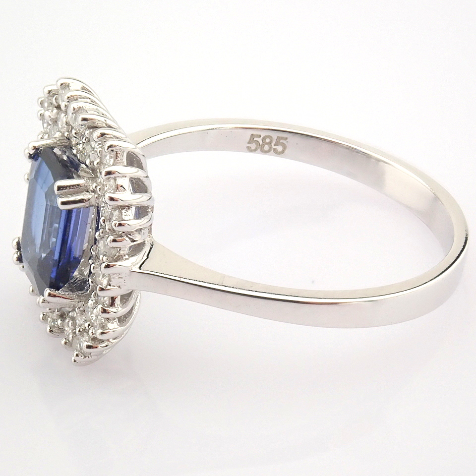 14K White Gold Diamond & Sapphire Ring - Image 6 of 7