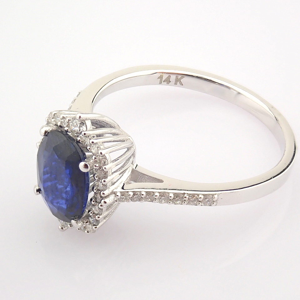 14K White Gold Diamond & Sapphire Ring - Image 6 of 8