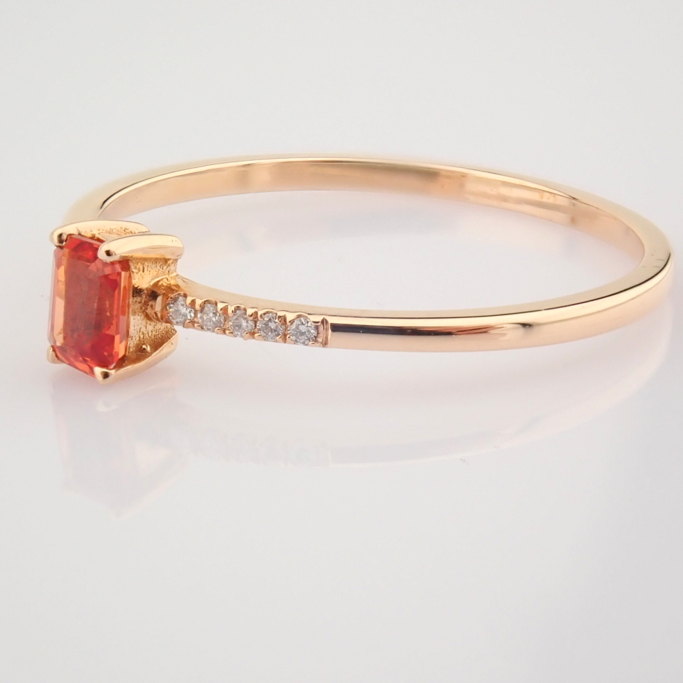 14K Rose/Pink Gold Diamond & Orange Sapphire Ring - Image 2 of 6