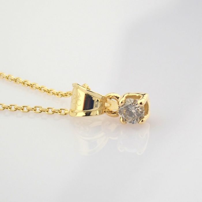 14 kt. Yellow gold - Earrings, Necklace with pendant - 0.30 ct Diamond - Image 4 of 10