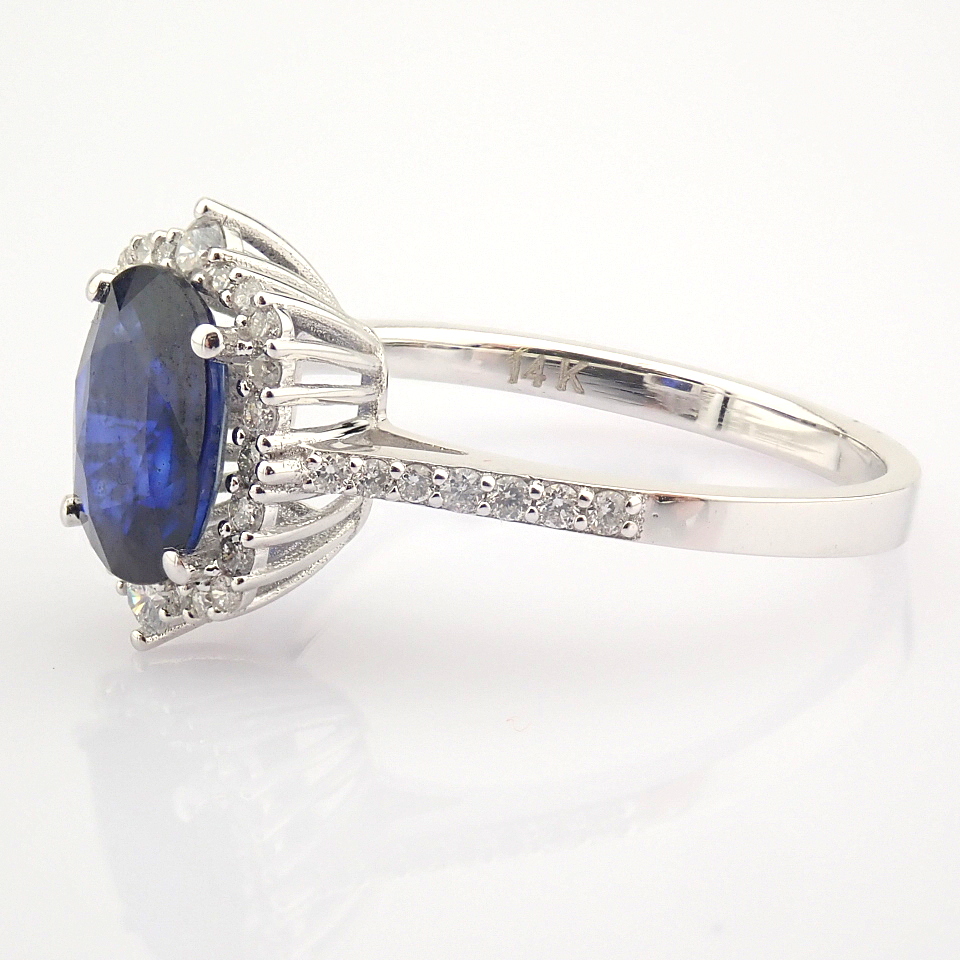 14K White Gold Diamond & Sapphire Ring - Image 5 of 8