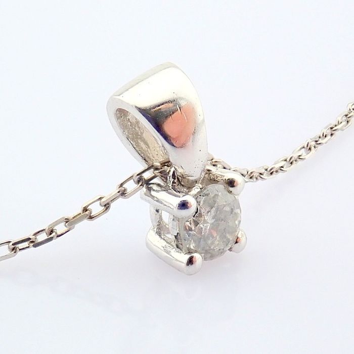 14 kt. White gold - Necklace with pendant - 0.14 ct Diamond - Image 2 of 7