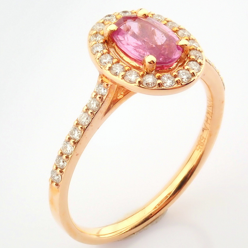 14K Rose/Pink Gold Diamond & Pink Sapphire Ring - Image 6 of 6