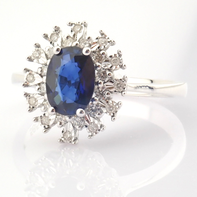 14K White Gold Diamond & Sapphire Ring - Image 7 of 7