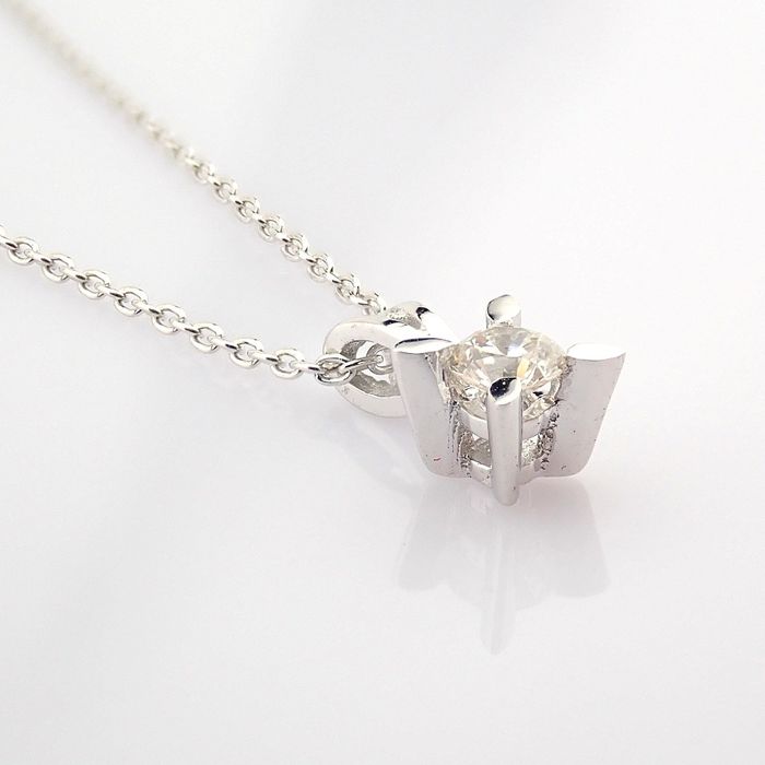 14 kt. White gold - Necklace with pendant - 0.12 ct Diamond - Image 5 of 5