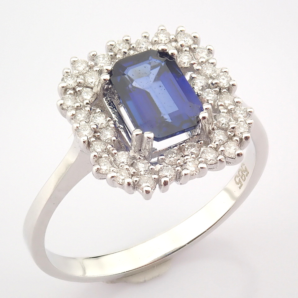 14K White Gold Diamond & Sapphire Ring - Image 2 of 7