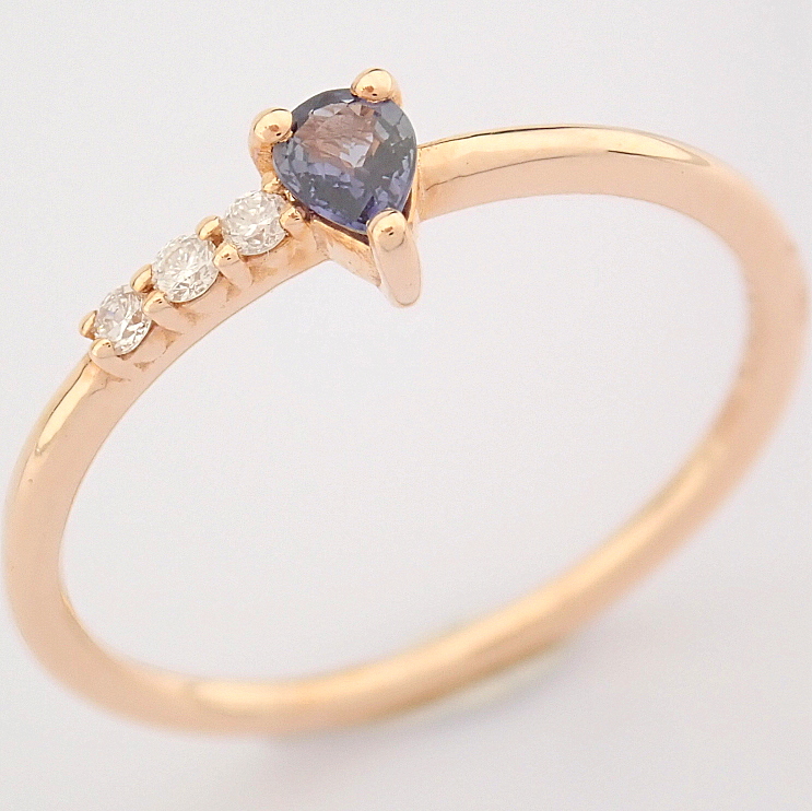 14K Rose/Pink Gold Diamond & Sapphire Ring