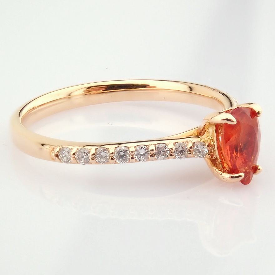 14K Rose/Pink Gold Diamond & Orange Sapphire Ring - Image 4 of 7