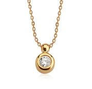 14K Rose Gold - Diamond Pendant Necklace 0,07 ct