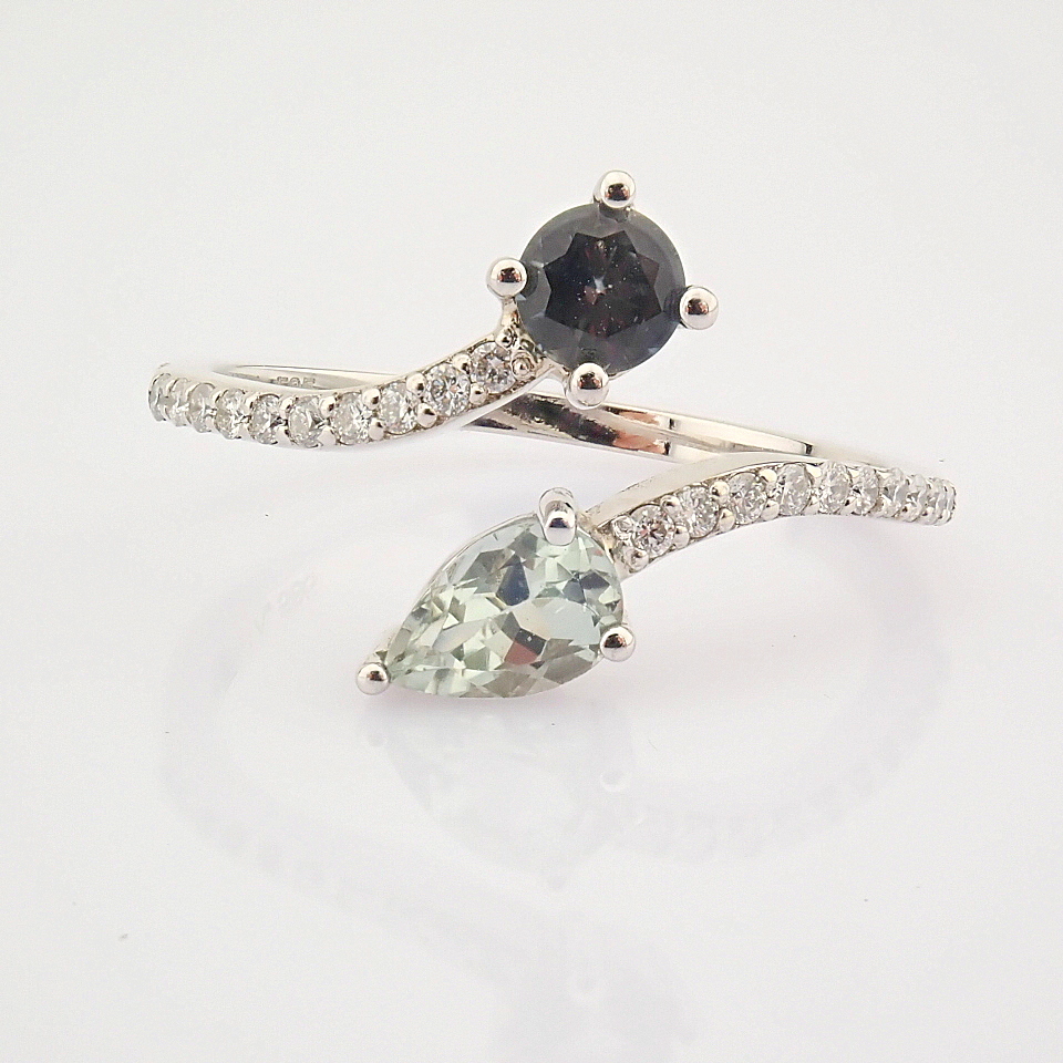 14K White Gold Diamond & Tourmaline Ring - Image 3 of 6