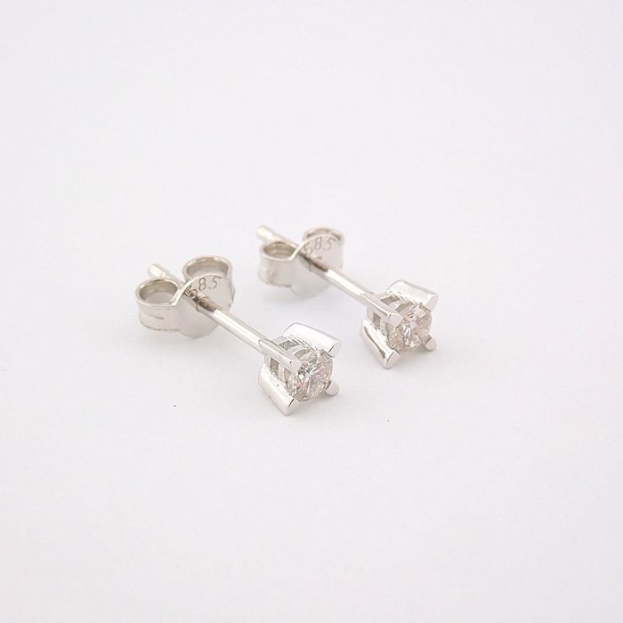 14 kt. White gold - Earrings - 0.20 ct Diamond