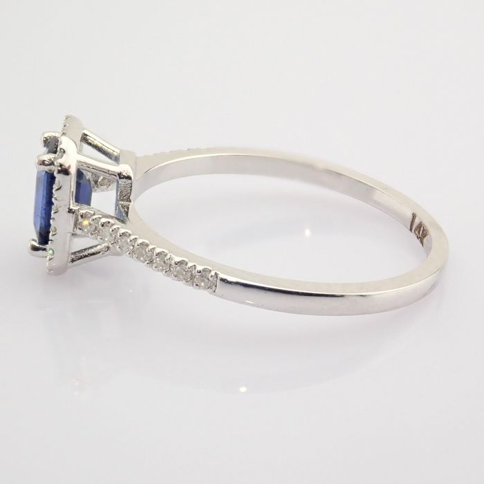 14 kt. White gold - Ring - 0.12 ct Diamond - Sapphire - Image 6 of 6