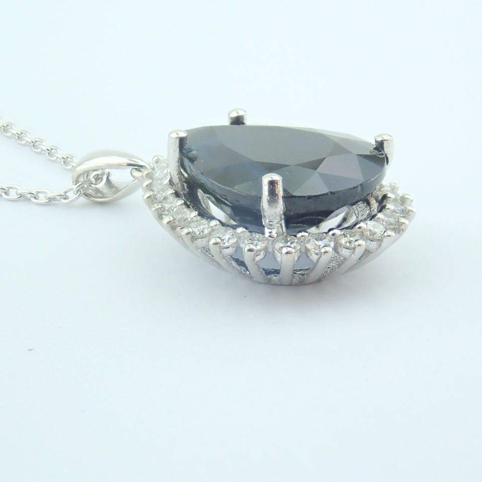 14K White Gold Diamond & Sapphire Necklace - Image 2 of 13