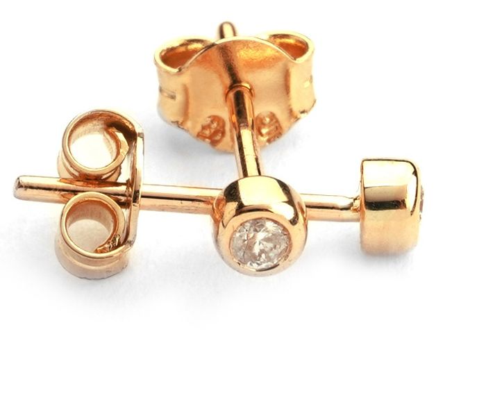 14K Rose Gold - Diamond Earring 0,08 ct