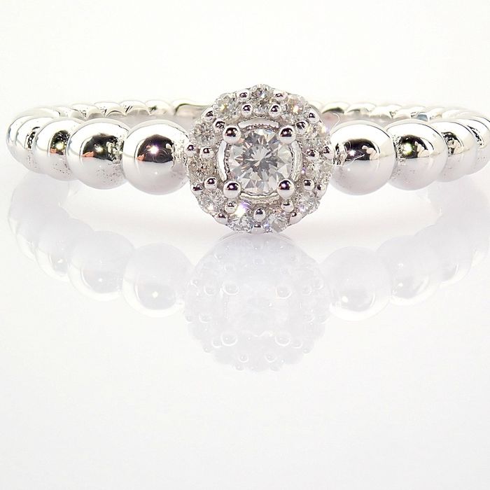 14 kt. White gold - Ring - 0.12 ct Diamond