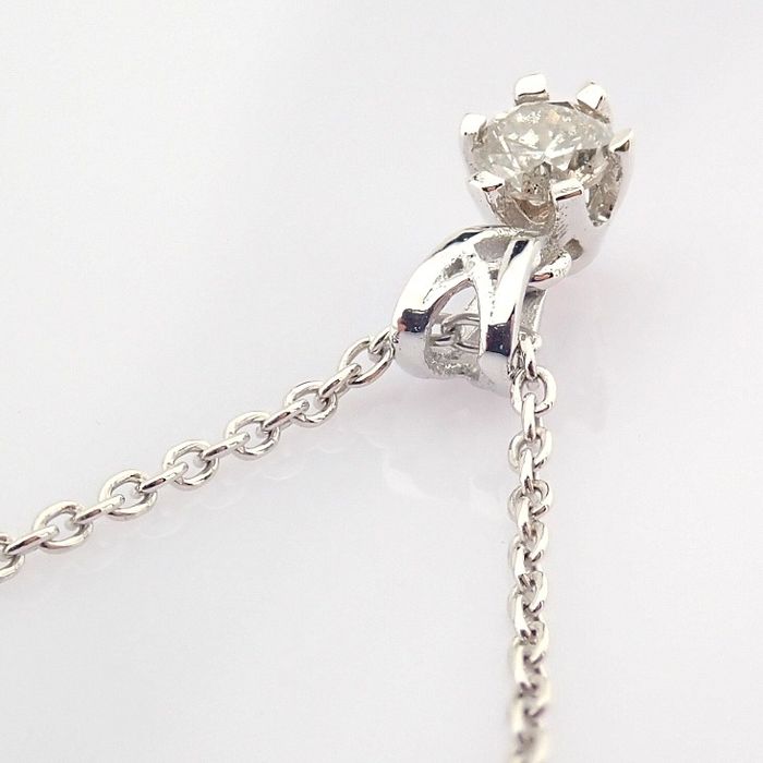 14 kt. White gold - Necklace with pendant - 0.12 ct Diamond - Image 2 of 7