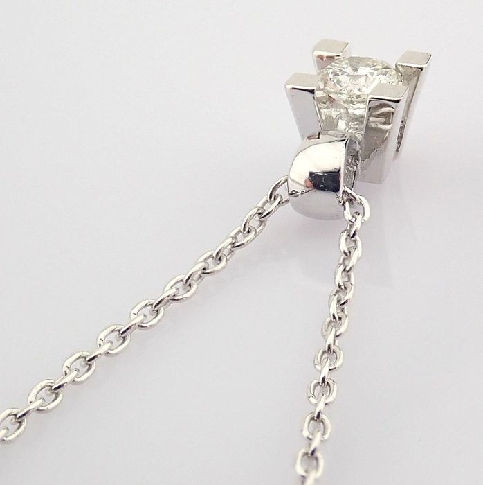 14 kt. White gold - Necklace with pendant - 0.11 ct Diamond - Image 5 of 9