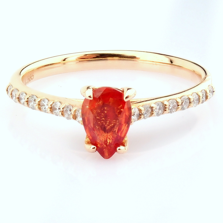14K Rose/Pink Gold Diamond & Orange Sapphire Ring - Image 3 of 7
