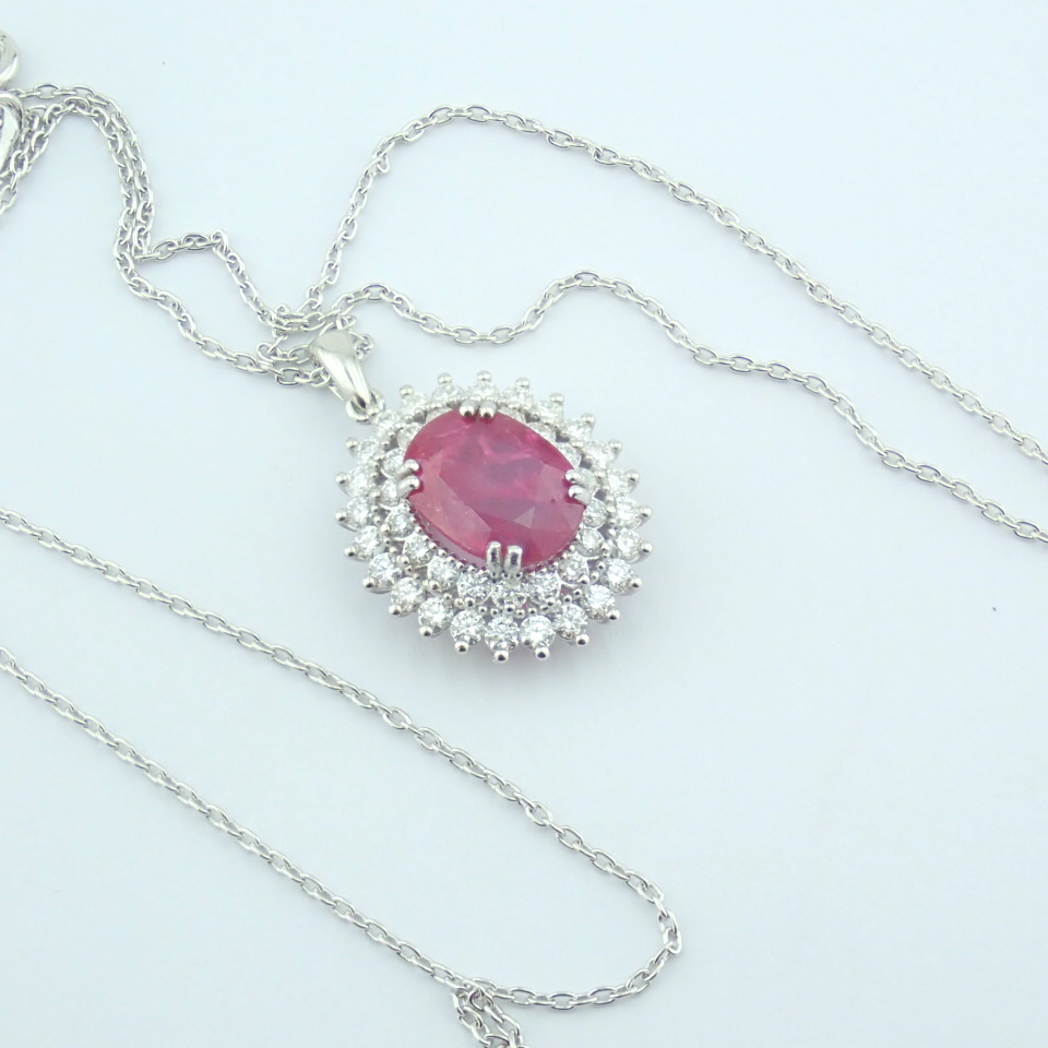 14K White Gold Diamond & Ruby Necklace - Image 2 of 11