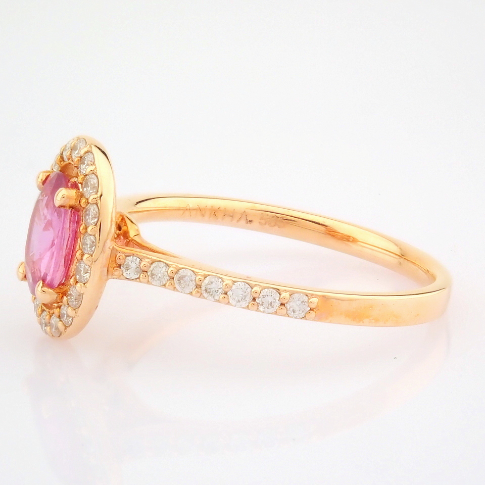 14K Rose/Pink Gold Diamond & Pink Sapphire Ring - Image 3 of 6