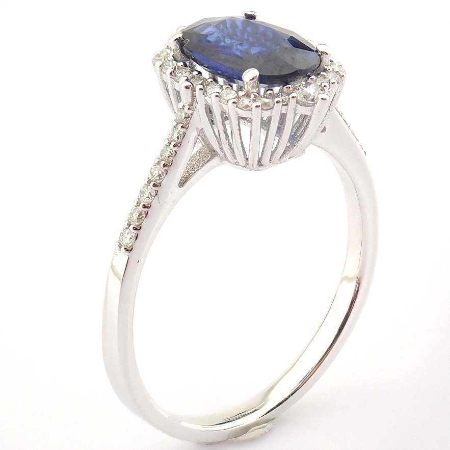 14K White Gold Diamond & Sapphire Ring - Image 3 of 8