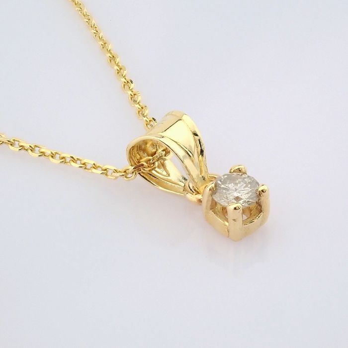 14 kt. Yellow gold - Earrings, Necklace with pendant - 0.30 ct Diamond - Image 5 of 10