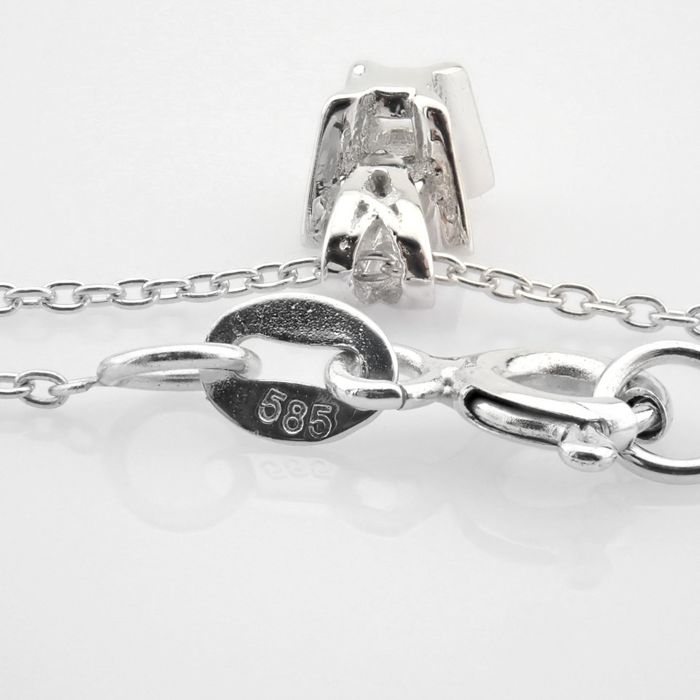 14 kt. White gold - Necklace with pendant - 0.12 ct Diamond - Image 4 of 5