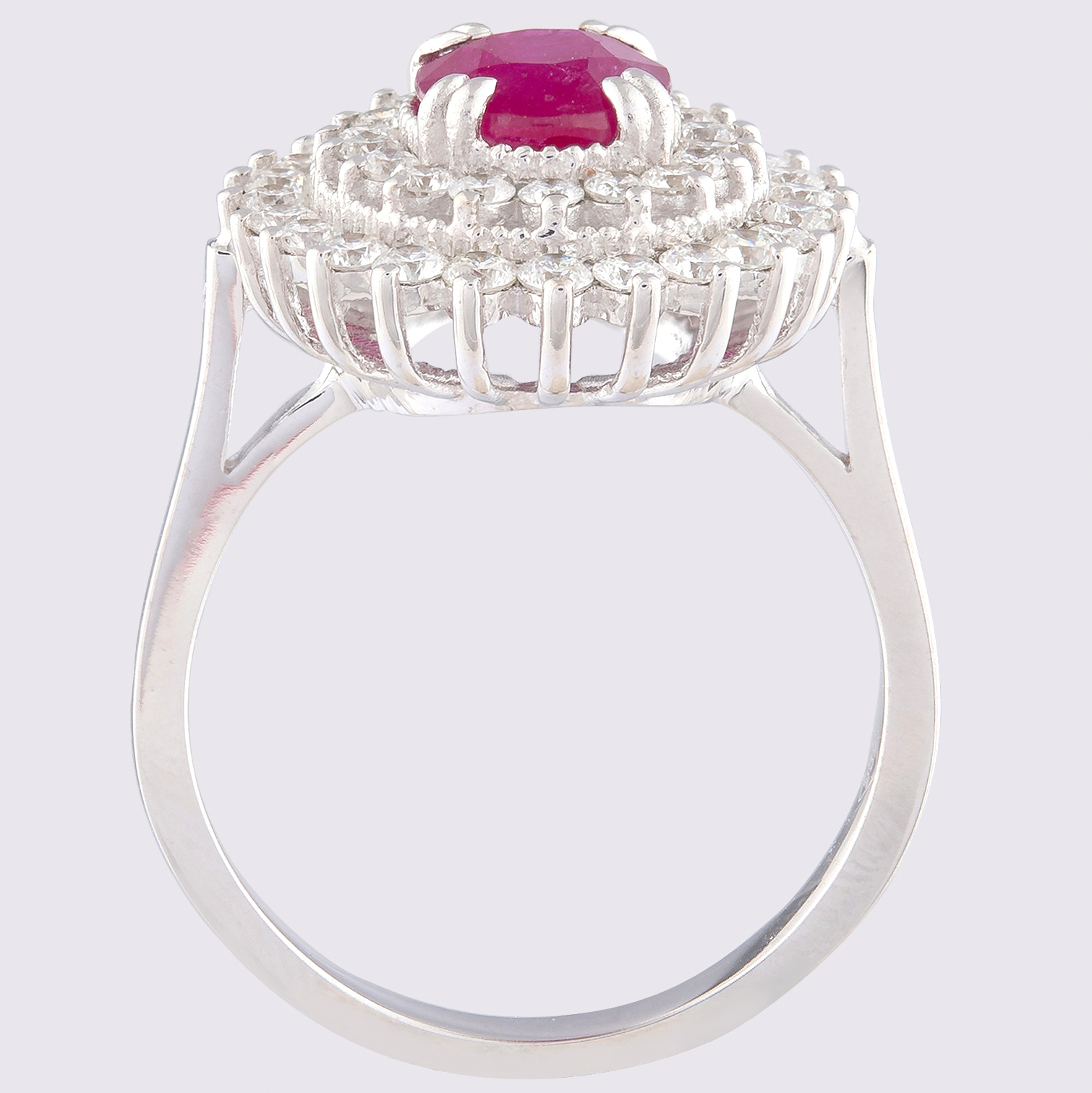 14K White Gold Cluster Ring 1.90 ct Natural Ruby - 1.00 ct Diamond - Image 2 of 4