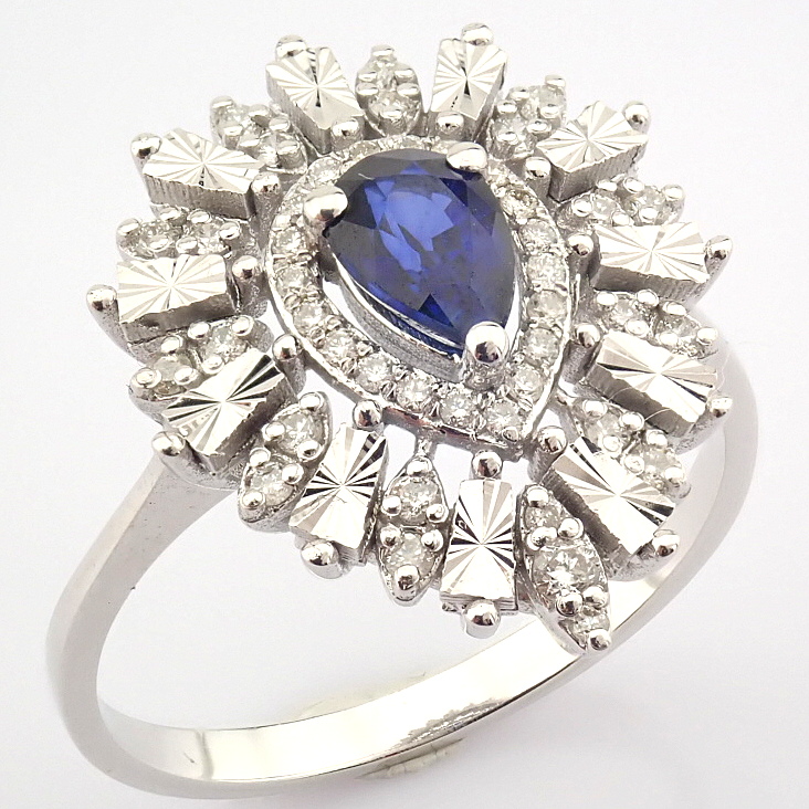 14K White Gold Diamond & Sapphire Ring - Image 2 of 7